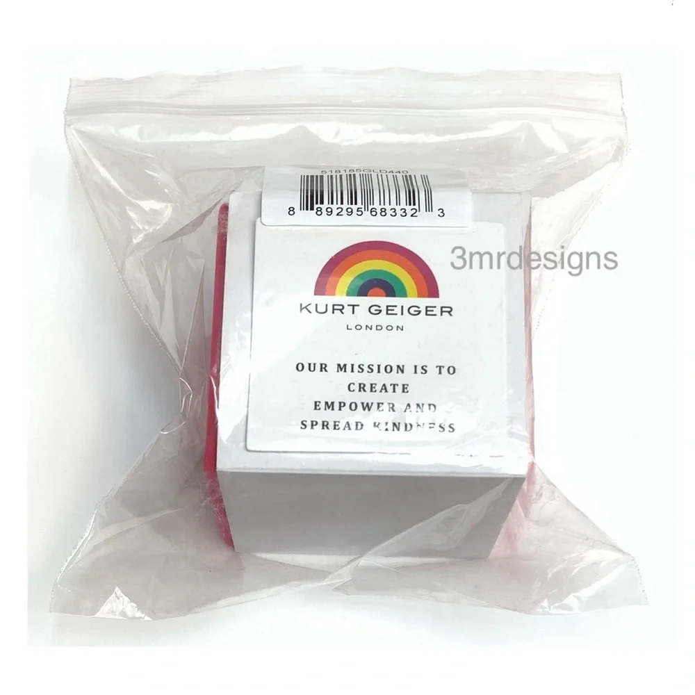 NWT KURT GEIGER LONDON Oval-Cut Gold Tone Turquoise CZ Crystal X-Large Ring - Picture 11 of 12